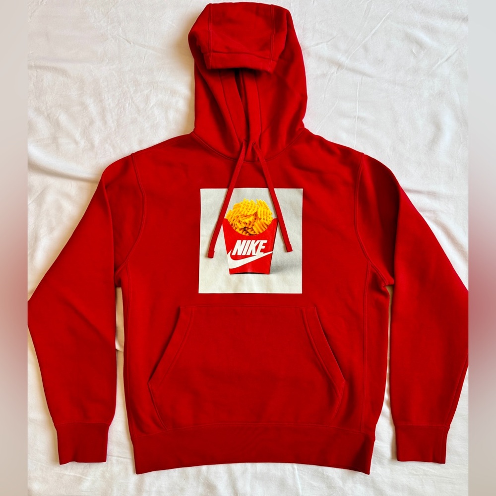 Nike Men’s Red Pullover Hoodie with Fun French Fry Logo